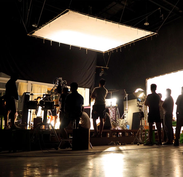 Production Crew behind the cameras during stageplay